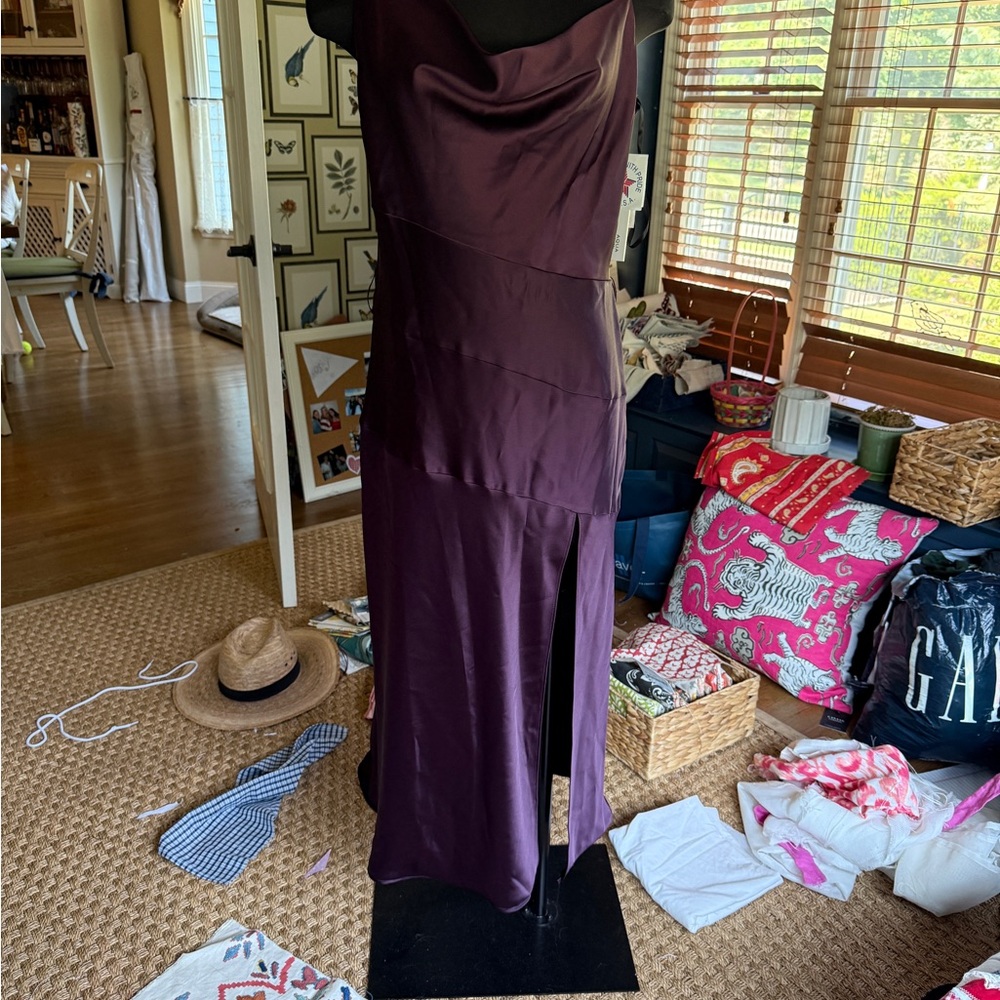 Aqua cowl neck satin Dress